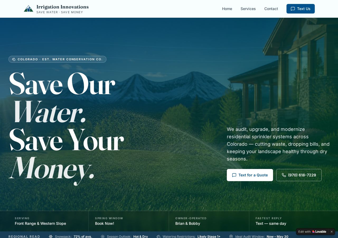 Irrigation Company website screenshot