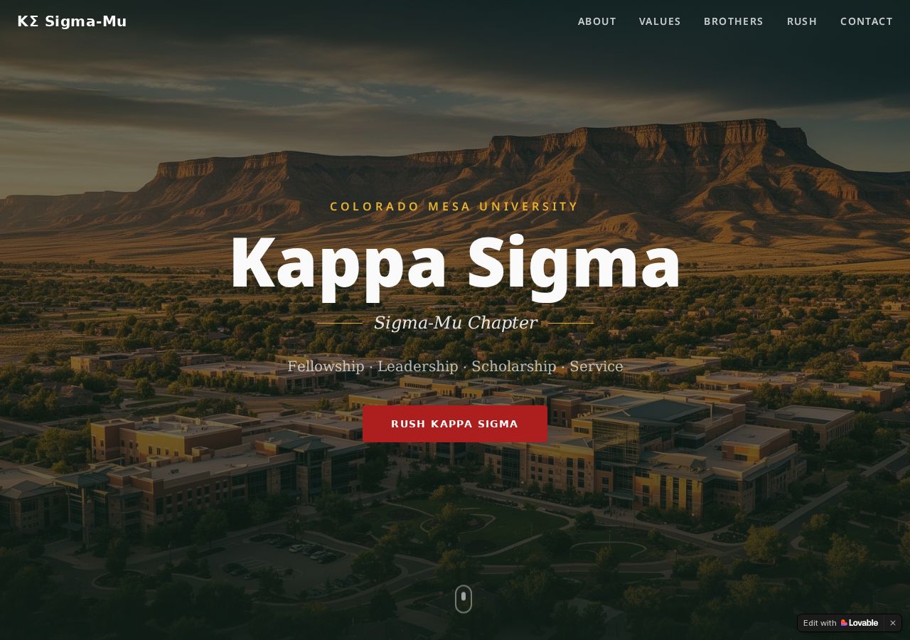 Kappa Sigma — CMU website screenshot