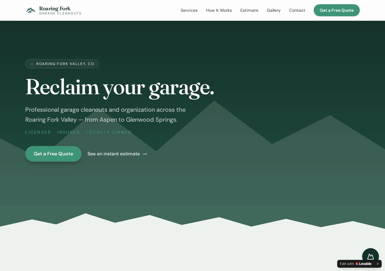 RF Garage Cleanouts website screenshot